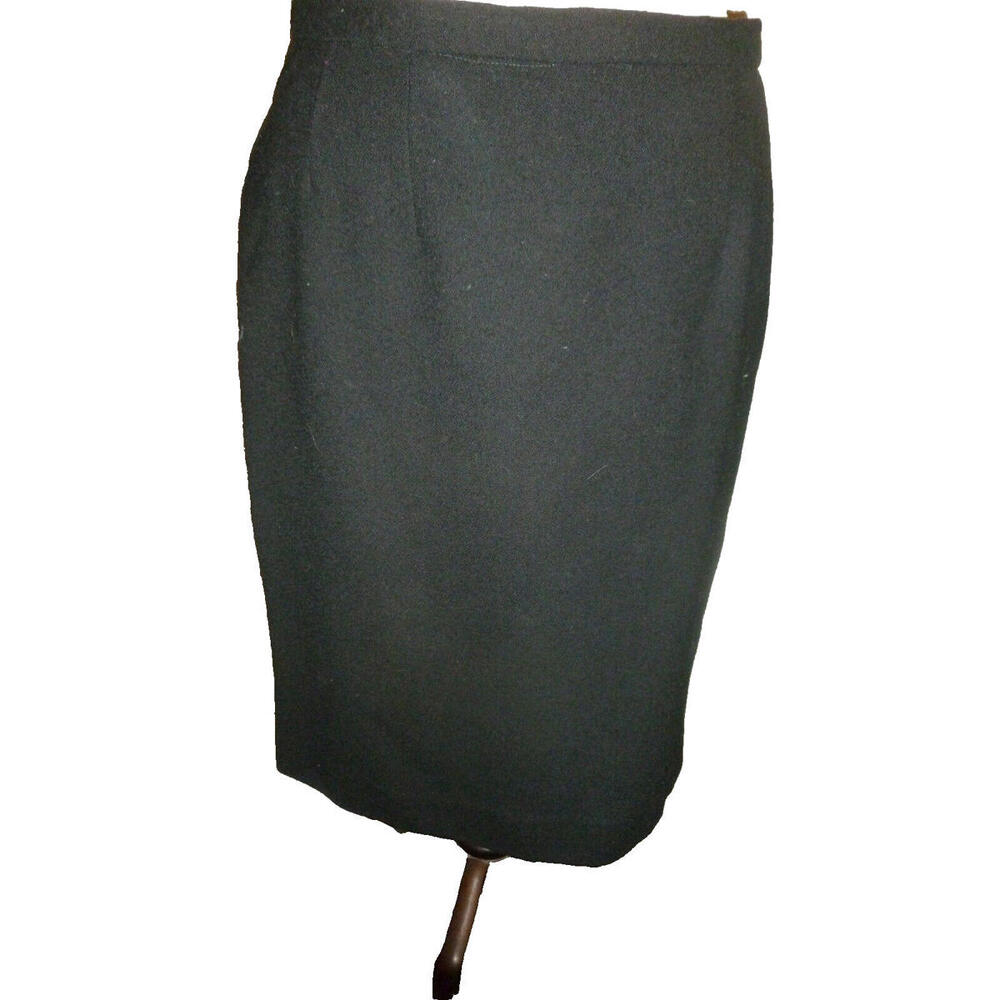 Vintage Black Pencil Skirt Size 8‎ Solid Knee Length Career Professional Lined